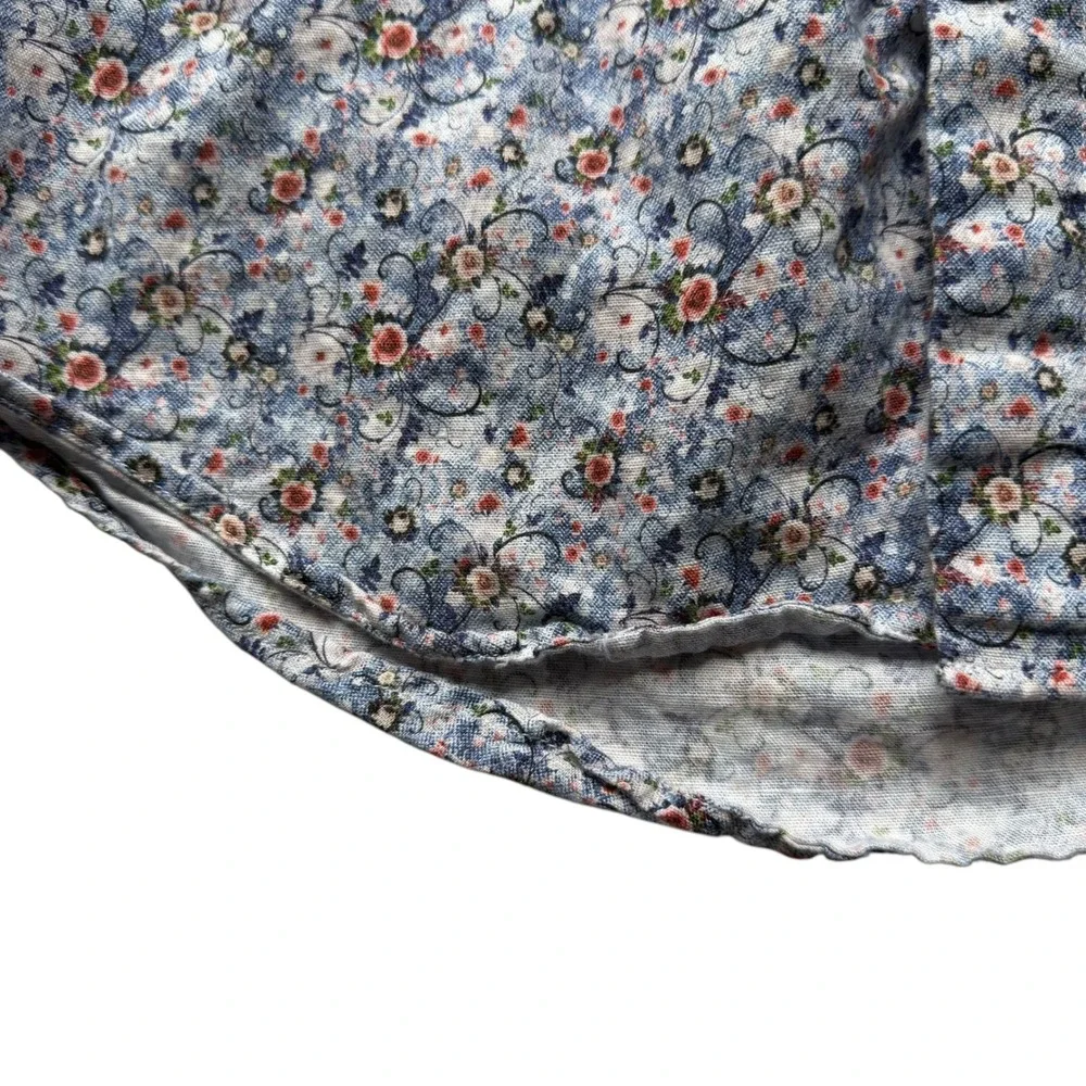 ROBERT GRAHAM Button Down Blue Floral Linen Blend Men's Size Small Dainty LS
